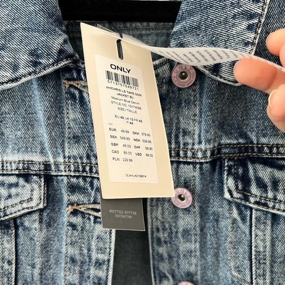 Pastel ribbon stripe classic denim jacket - Picture 7 of 9